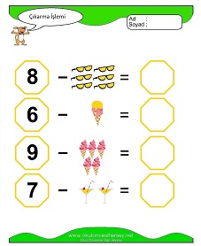 Çıkarma İşlemi Çalışma Sayfaları